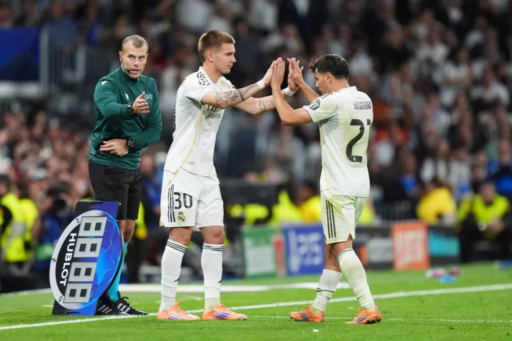 Franco Mastantuono And Brahim Diaz (Photo by Angel Martinez/Getty Images)