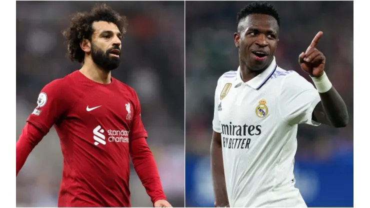 © George Wood and Juan Manuel Serrano Arce/Getty ImagesMohamed Salah of Liverpool and Vinicius Junior of Real Madrid