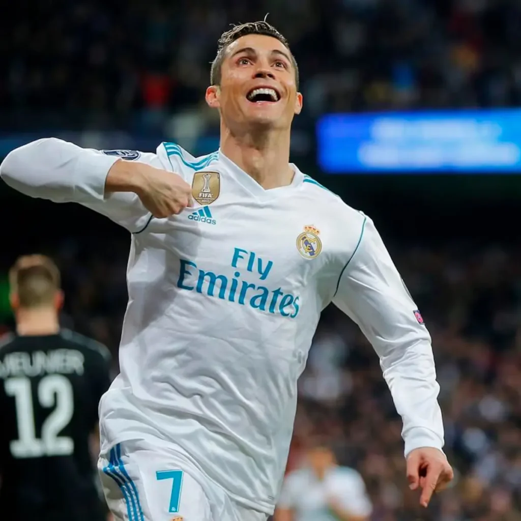 “Cristiano Ronaldo sixth World Cup” is official as the Real Madrid legend celebrates in his iconic white kit.