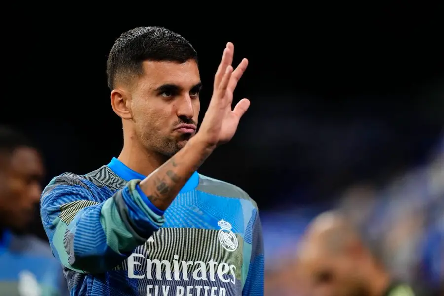 Dani Ceballos of Real Madrid warms up before a match as his future comes under doubt after the latest El Clásico snub
