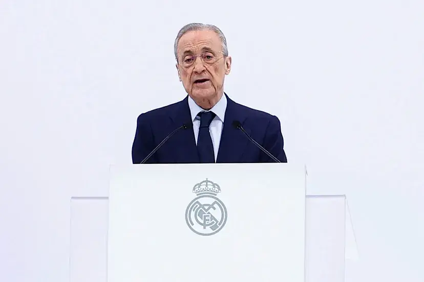 Florentino Perez calls elections during a Real Madrid press conference as he rejects resignation rumors.