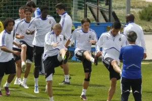 Jose Mourinho Real Madrid return image showing Real Madrid players during a training session