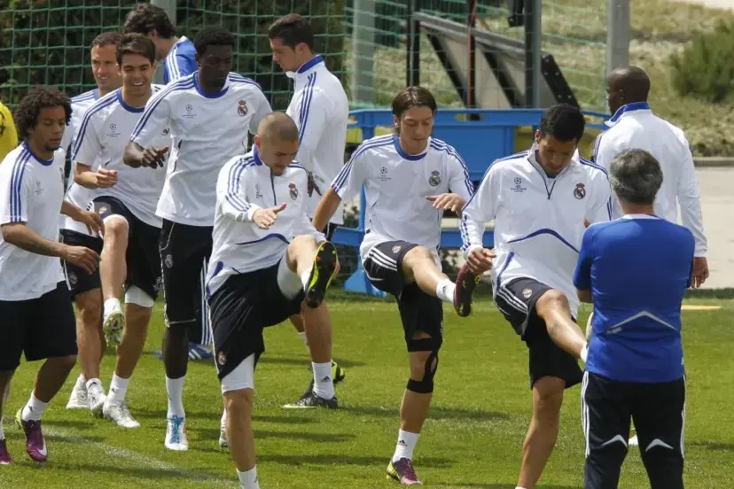 Jose Mourinho Real Madrid return image showing Real Madrid players during a training session