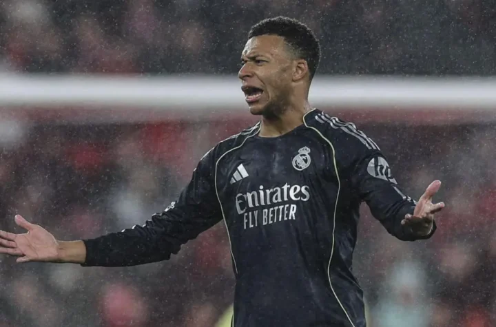 Kylian Mbappe sale talk image showing the Real Madrid forward reacting during a match amid fresh scrutiny over his future.