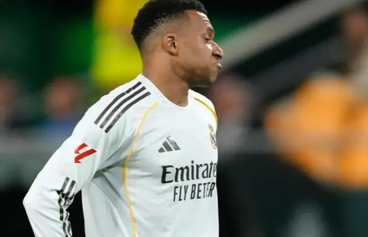 Mbappe medical tests image showing Kylian Mbappe during a Real Madrid match before the Clasico decision