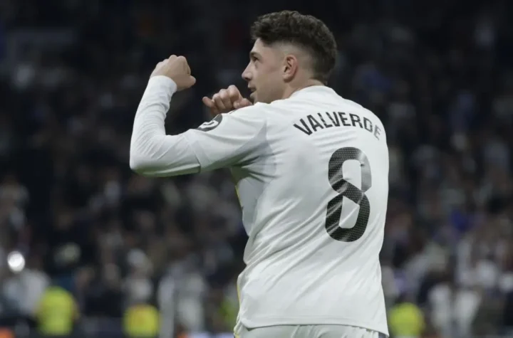 Real Madrid set Fede Valverde transfer price as PSG, Man City links heat up, with a Real Madrid player celebrating during a match