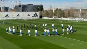 Real Madrid players gather for a Real Madrid squad meeting at Valdebebas before El Clasico