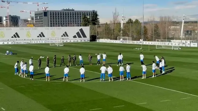 Real Madrid players gather for a Real Madrid squad meeting at Valdebebas before El Clasico