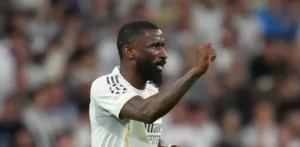 Rudiger Carreras incident image showing Antonio Rudiger reacting during a Real Madrid match before the Clásico