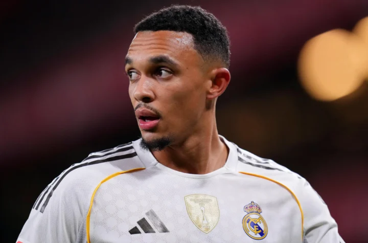 Featured image for Trent Alexander-Arnold left out of World Cup squad, showing a Real Madrid player in a white kit during a match