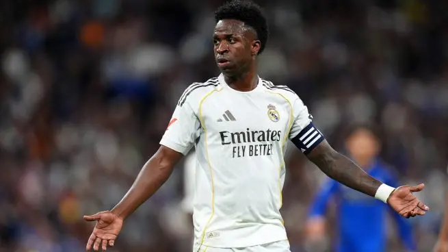 Vinicius Mbappe boos at Bernabeu story image showing Vinicius reacting during Real Madrid’s tense match against Oviedo
