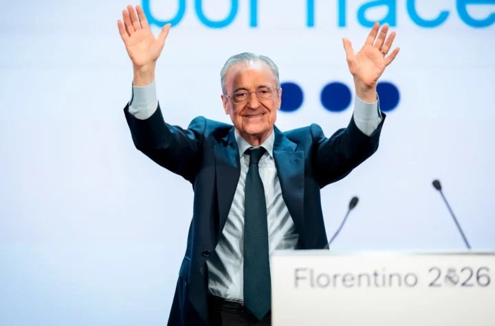 Campaign-stage image ahead of the Florentino Perez election list story before the Real Madrid presidential vote