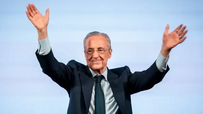 Florentino Perez after being re-elected as Real Madrid president with 65% of the vote