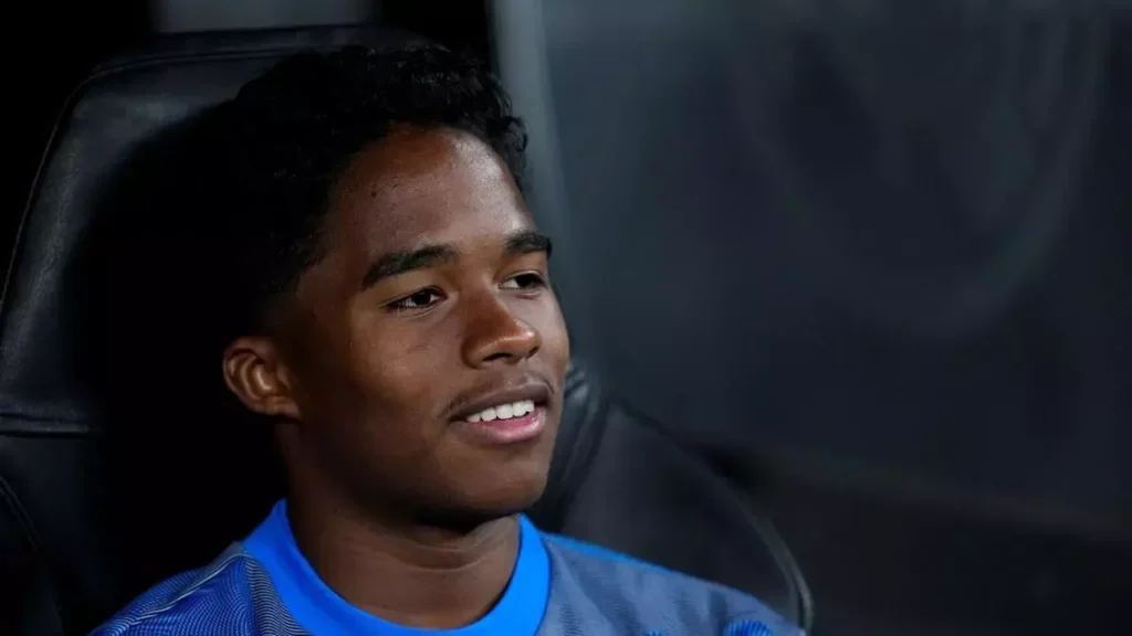 Endrick Real Madrid future featured image showing a young footballer seated during a preseason moment