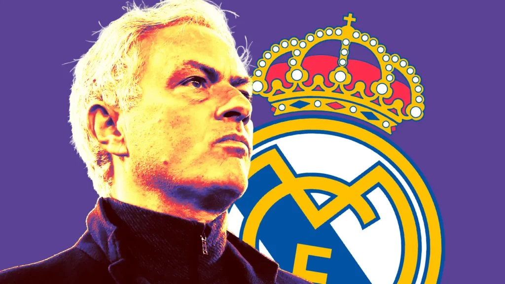 Jose Mourinho Real Madrid rules featured image showing the Real Madrid coach in front of the club crest