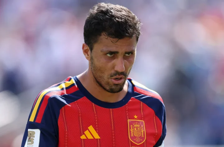 Rodri Real Madrid transfer featured image showing the Spain midfielder during a major injury-related transfer update