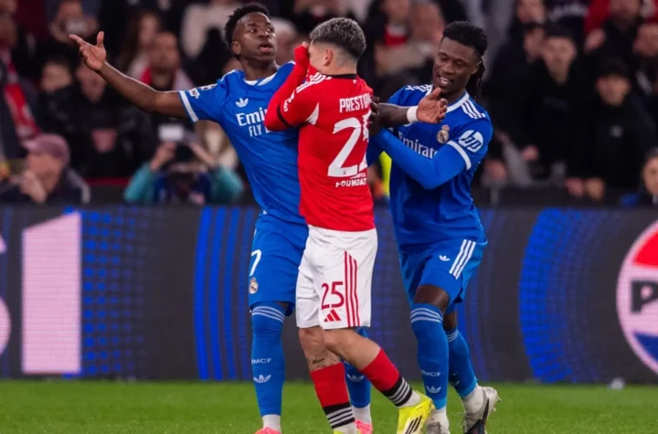 UEFA Vinicius law decision image showing a match confrontation involving Real Madrid players