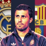 Rodri Real Madrid transfer featured graphic illustrating the reported battle between Real Madrid and Barcelona for the Spain midfielder