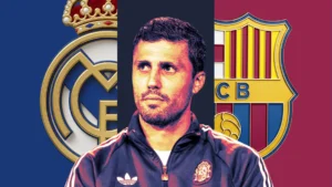 Rodri Real Madrid transfer featured graphic illustrating the reported battle between Real Madrid and Barcelona for the Spain midfielder