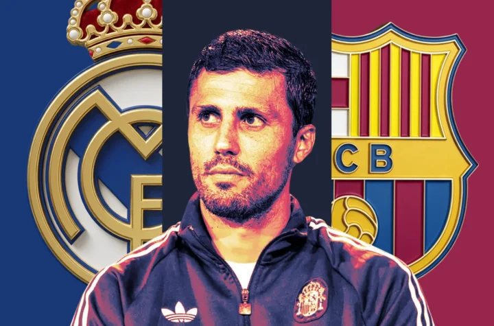 Rodri Real Madrid transfer featured graphic illustrating the reported battle between Real Madrid and Barcelona for the Spain midfielder