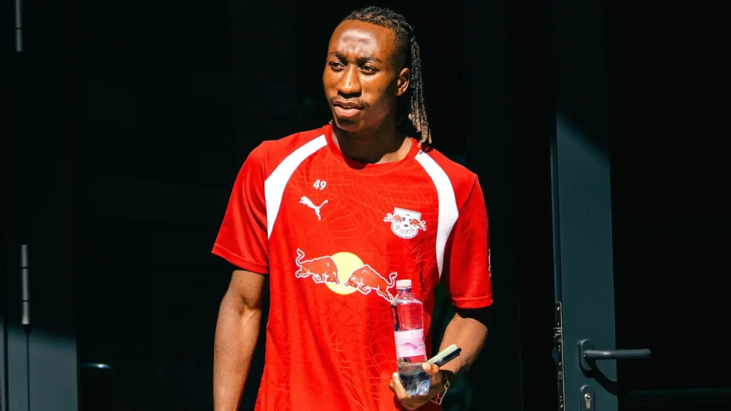 RB Leipzig winger arrives for training as speculation continues over the Yan Diomande Real Madrid transfer.
